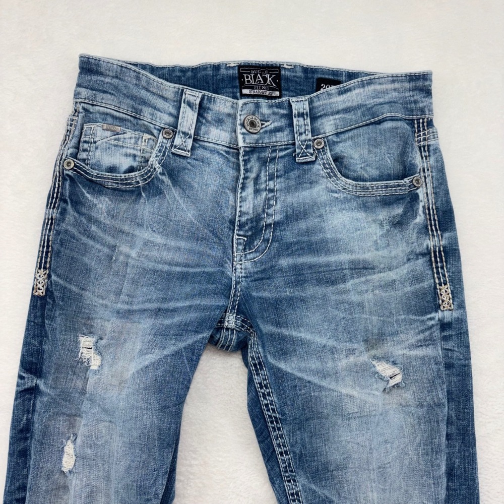Buckle Black Fit No 3 Straight Leg Distressed Jeans Medium Wash 29R Womens